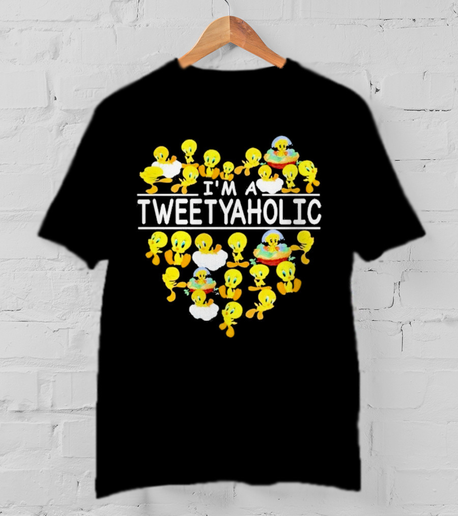 I'm A Tweetyaholic Heart Design Featuring Multiple Tweety Bird Poses T-Shirt