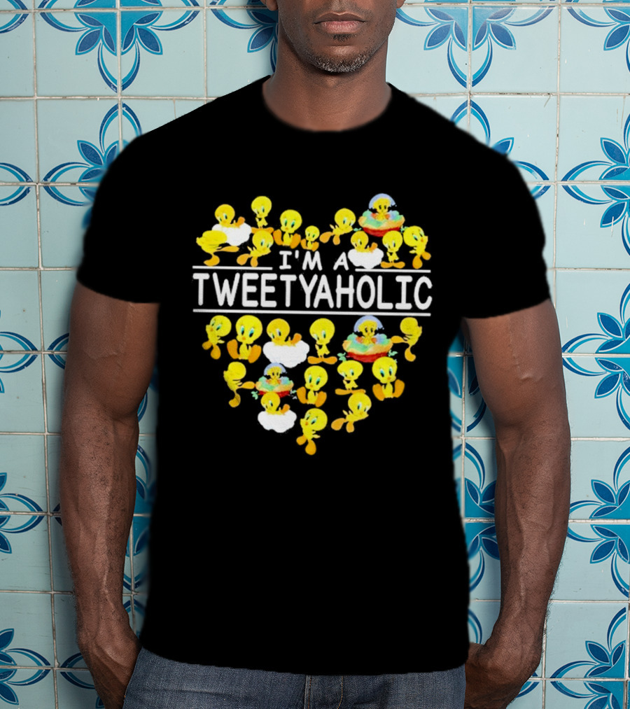 I'm A Tweetyaholic Heart Design Featuring Multiple Tweety Bird Poses T-Shirt