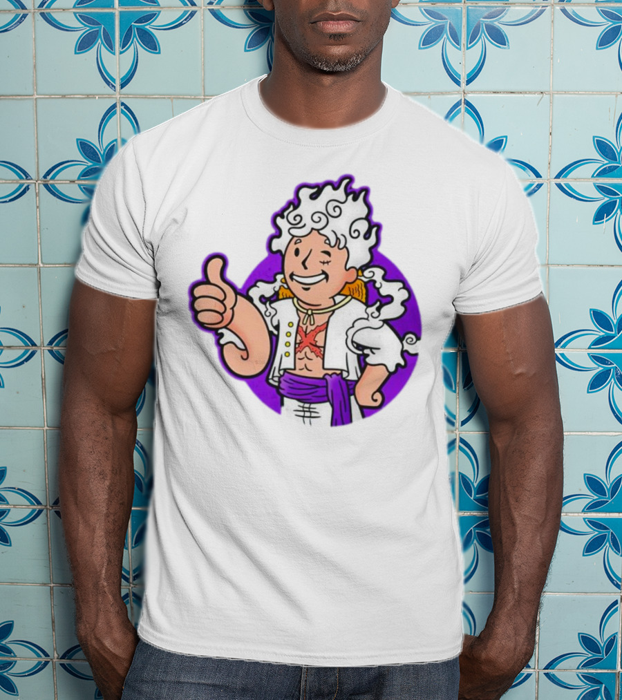 Luffy Sun God Boy Nika One Piece Vault Boy Mashup T-Shirt