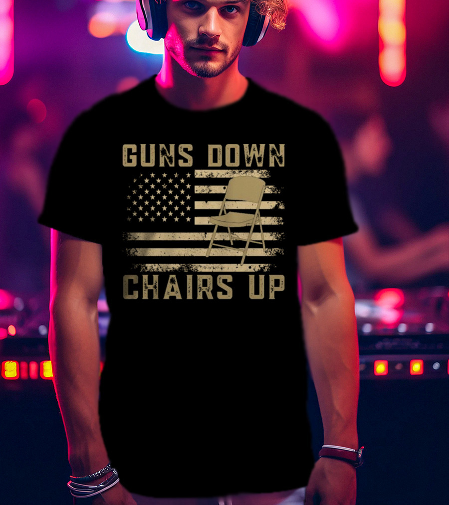 Guns Down Chairs Up American Flag Montgomery Alabama Brawl T-Shirt