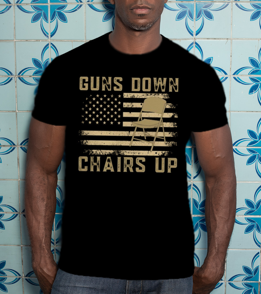 Guns Down Chairs Up American Flag Montgomery Alabama Brawl T-Shirt