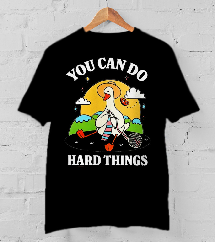 Duck You Can Hard Things Teacher Happy Duck In Hat With Scarf And Whistle T-Shirt