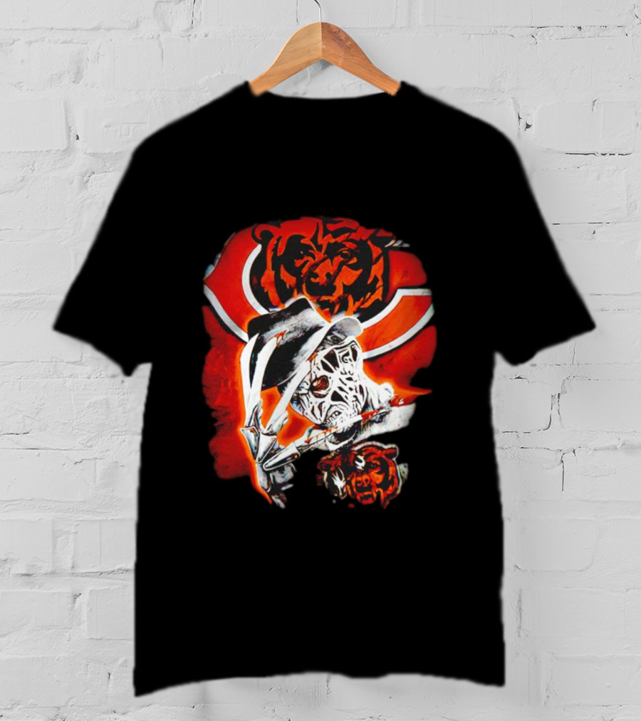 Freddy Krueger Chicago Bears Halloween Horror Crossover T-Shirt