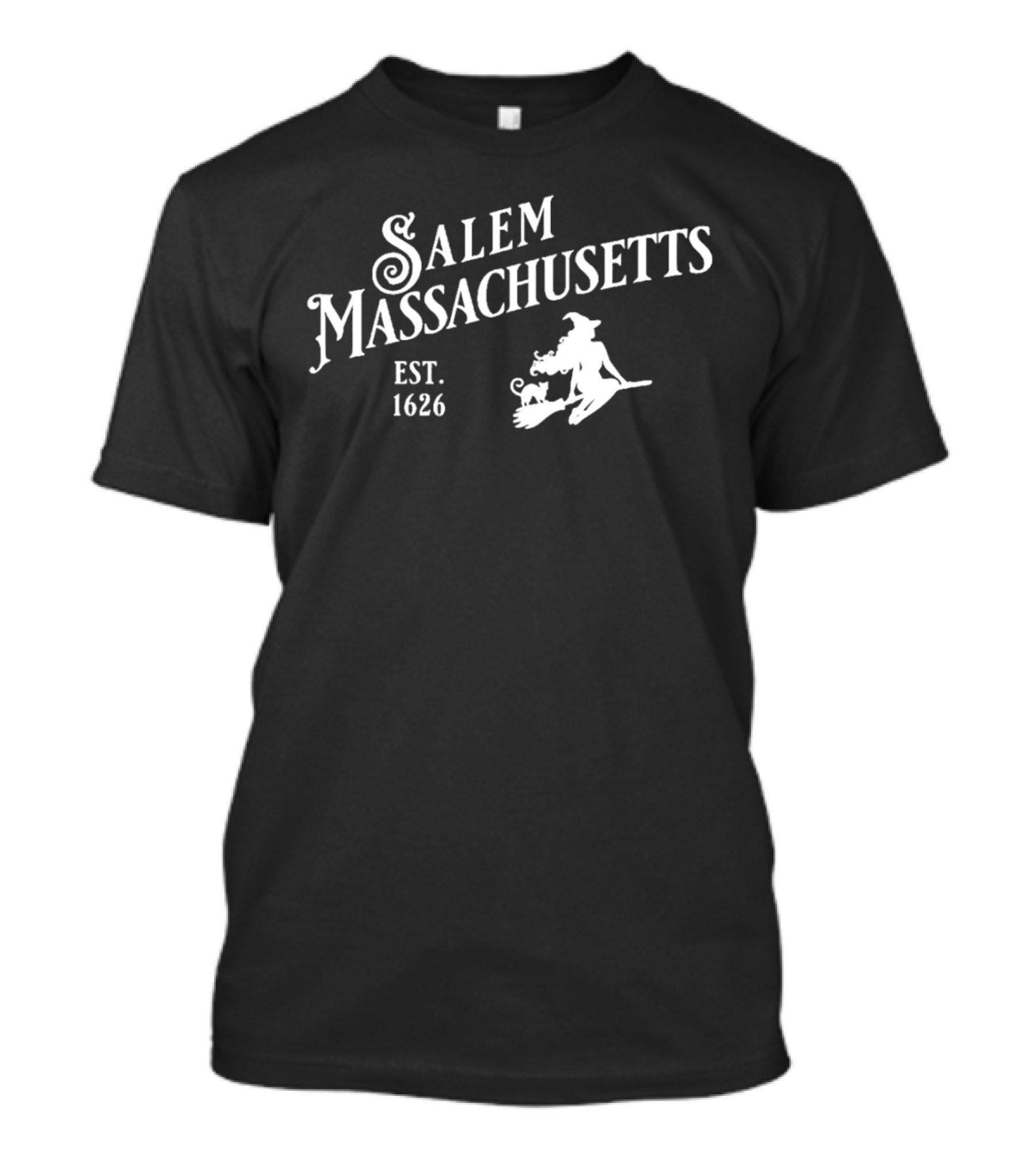 Hocus Pocus Salem Massachusetts 1626 Witch Halloween Broomstick Cat Moon T-Shirt