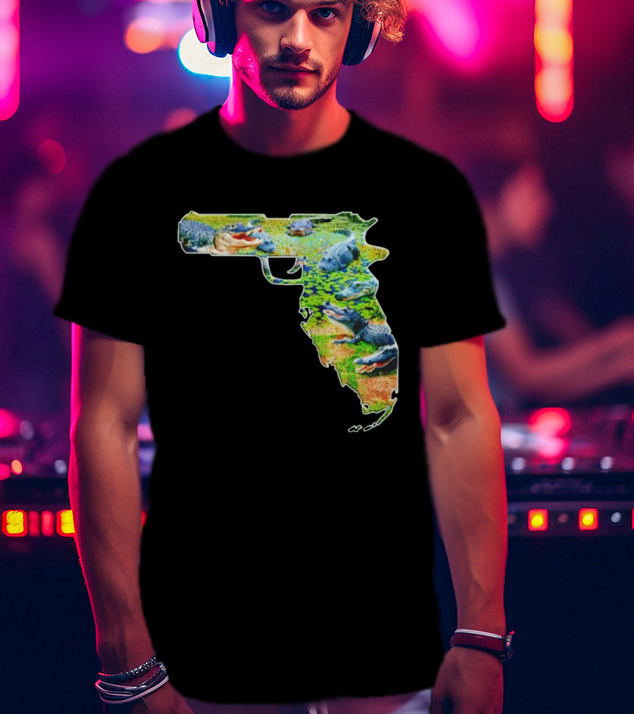 Florida Alligator Shape Gun T-Shirt