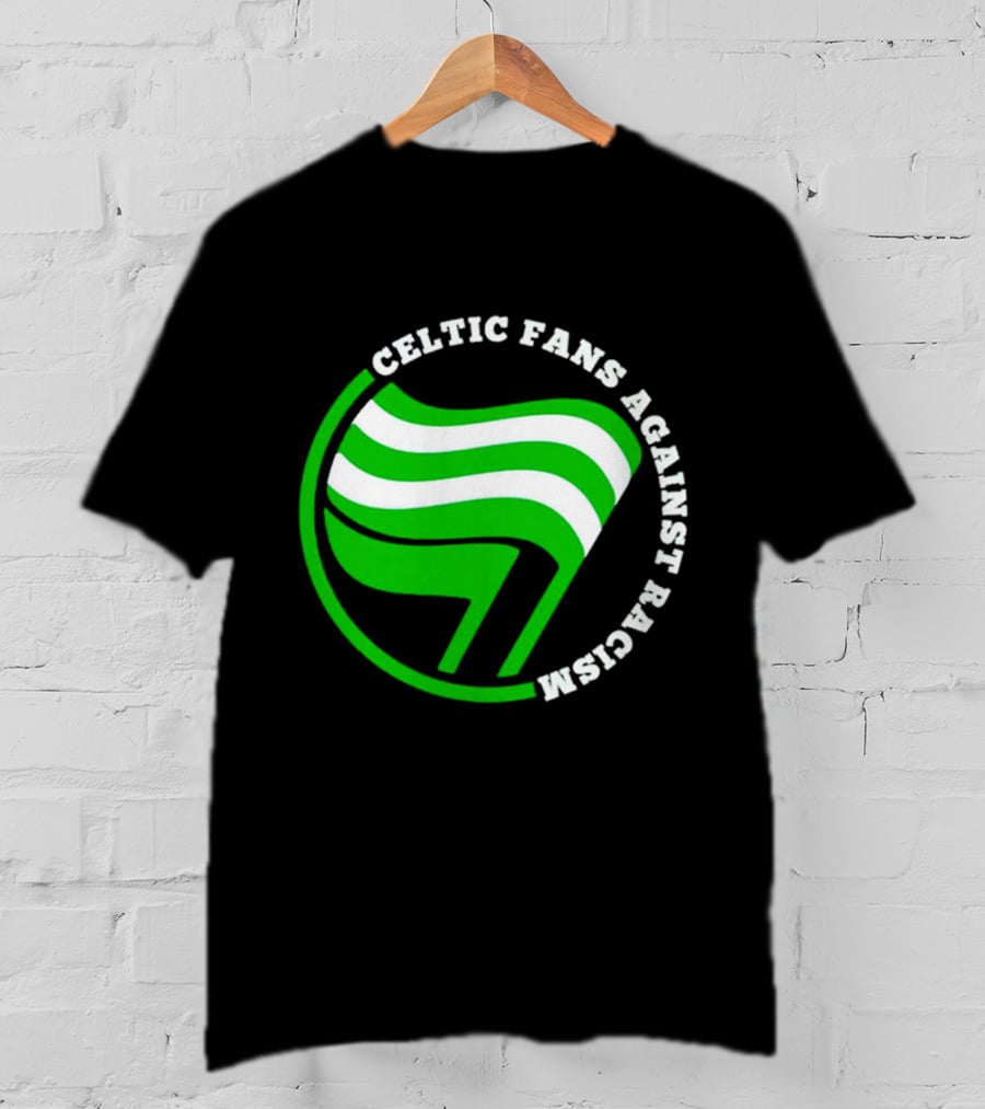 Celtic Fans Against Racism Green And White Flag T-Shirt