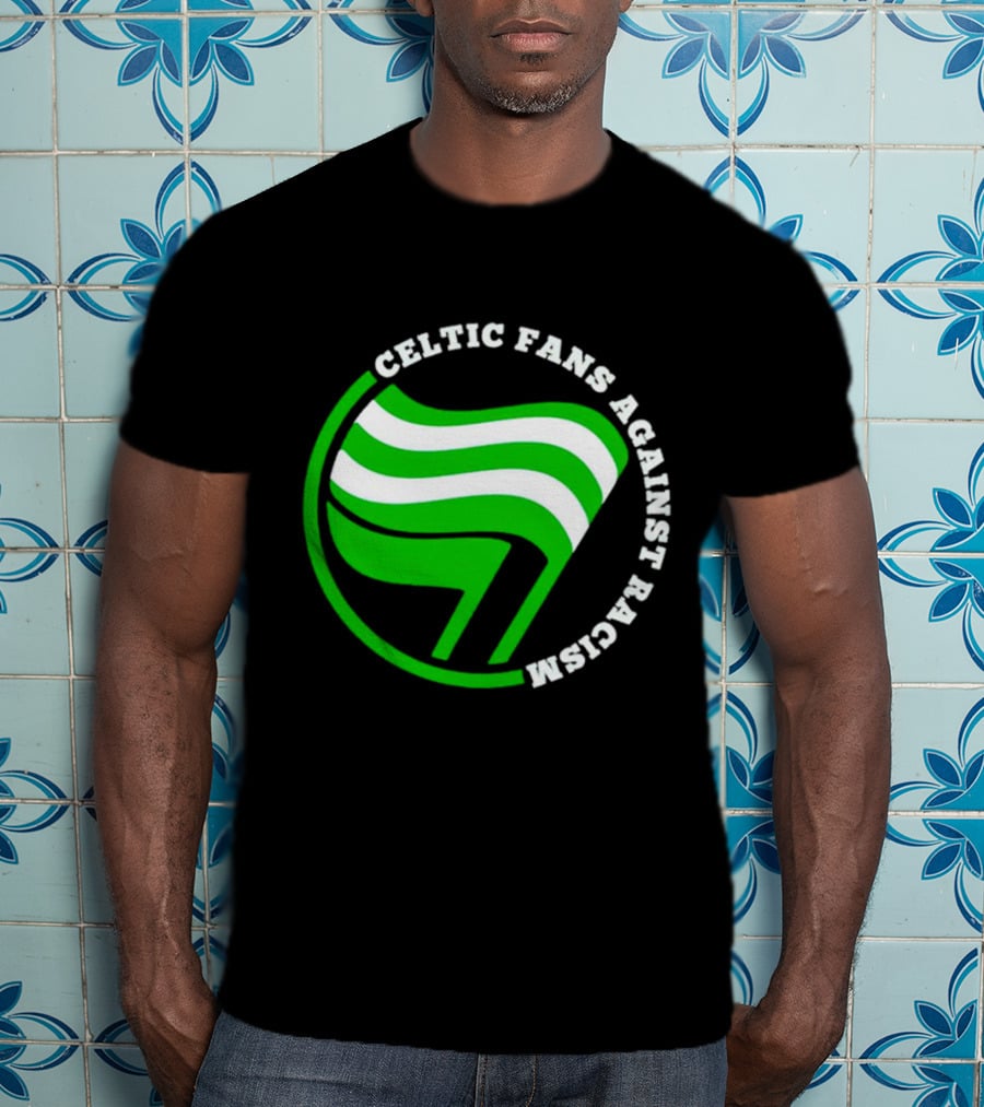 Celtic Fans Against Racism Green And White Flag T-Shirt
