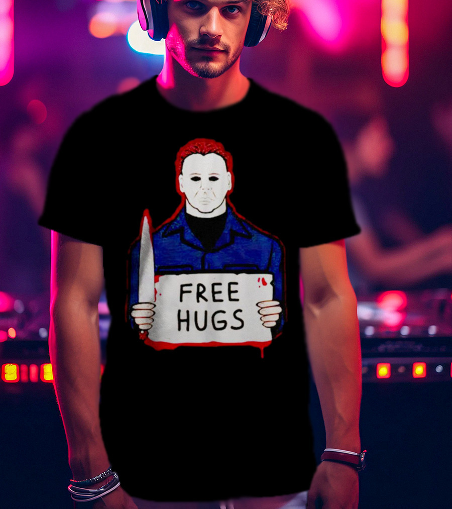 Free Hugs Michael Myers Knife Halloween Horror T-Shirt