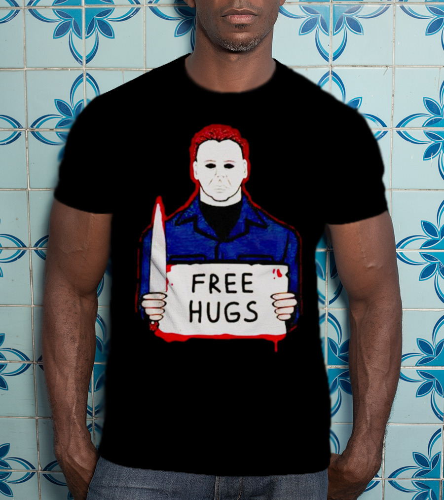 Free Hugs Michael Myers Knife Halloween Horror T-Shirt
