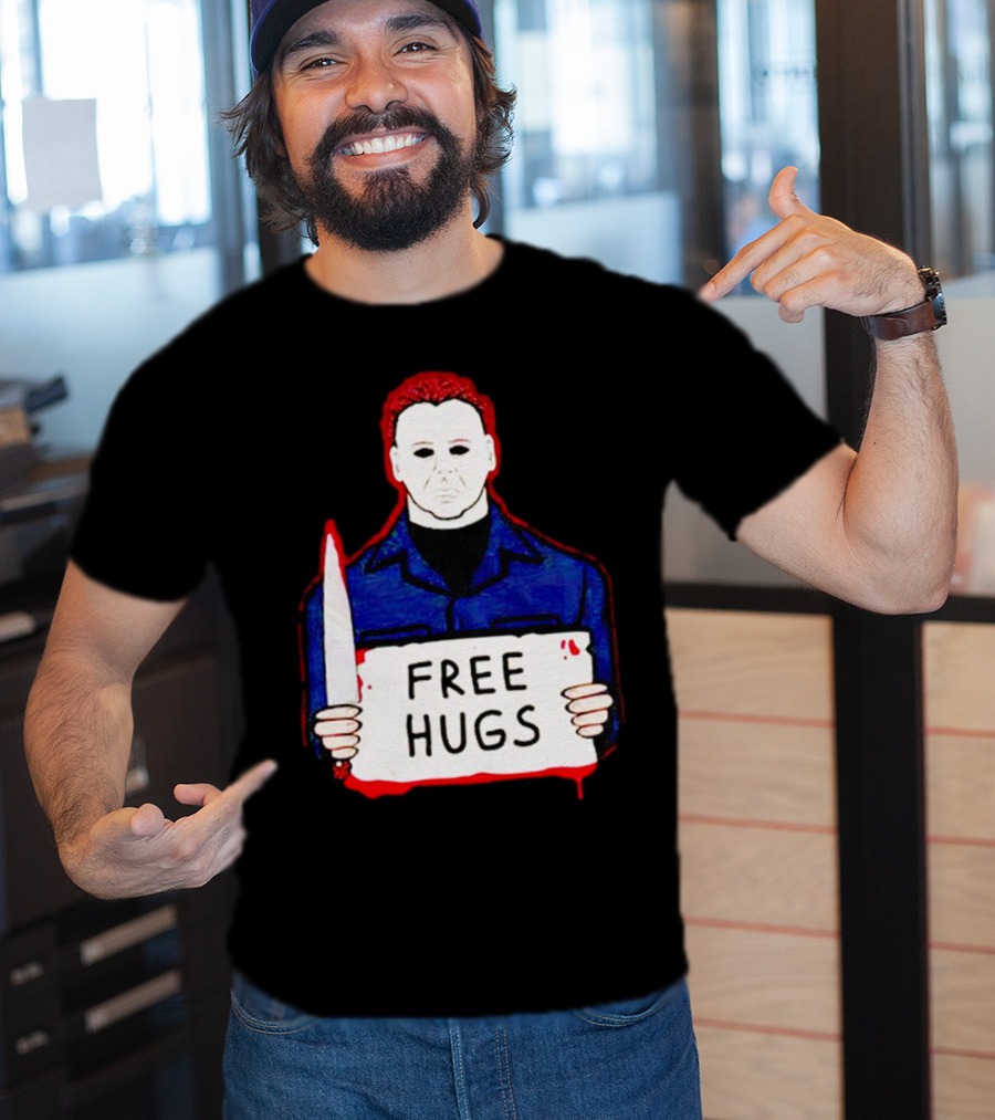Free Hugs Michael Myers Knife Halloween Horror T-Shirt