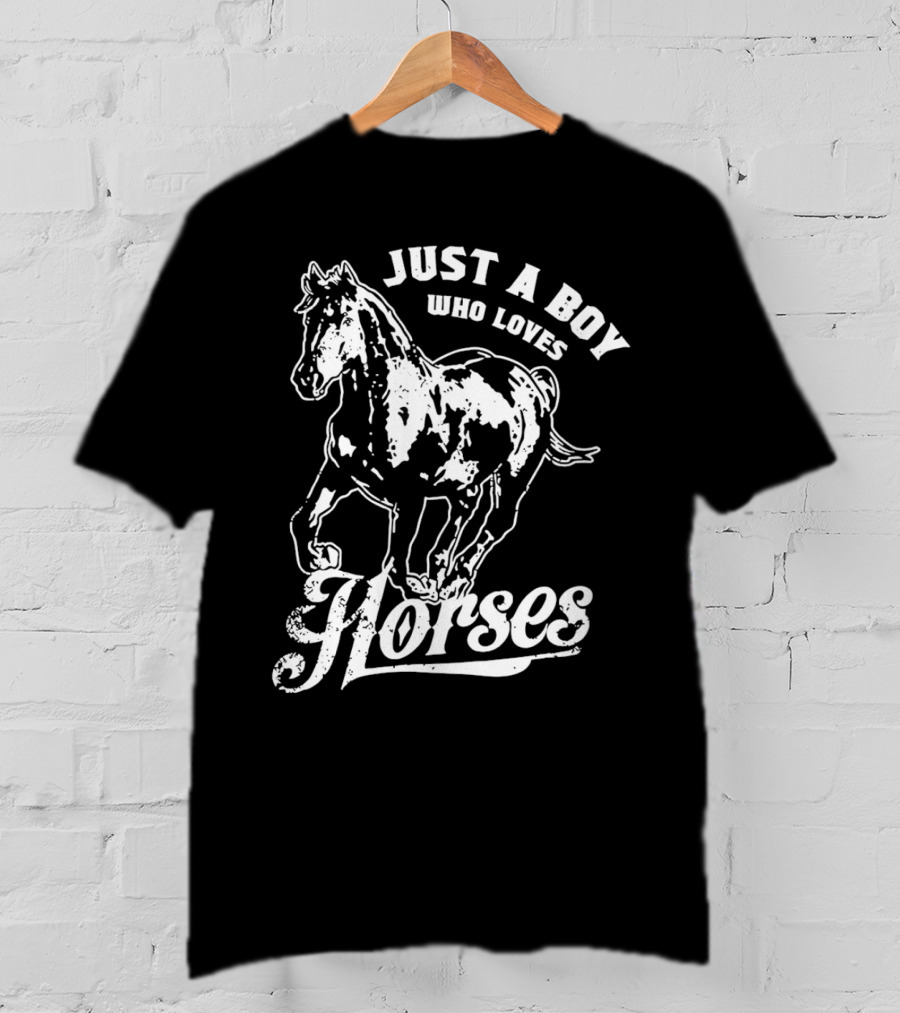 Just A Boy Who Loves Horses Riding T-Shirt