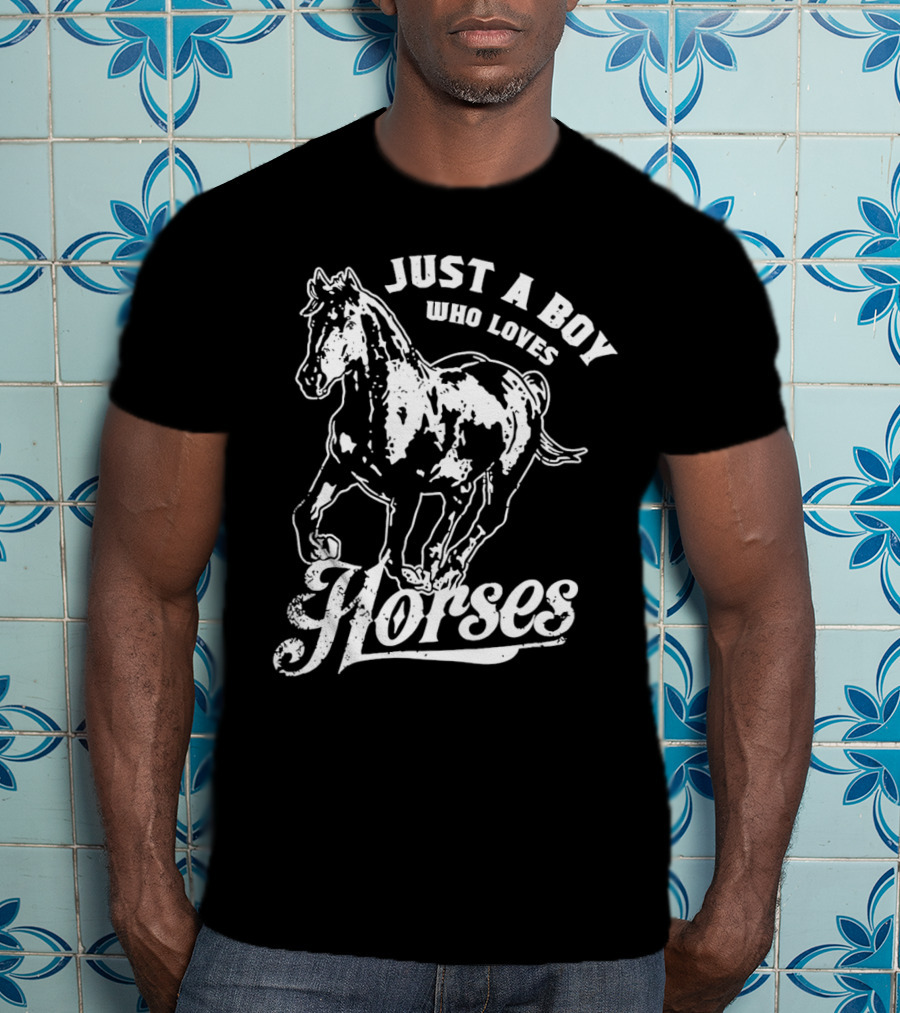 Just A Boy Who Loves Horses Riding T-Shirt