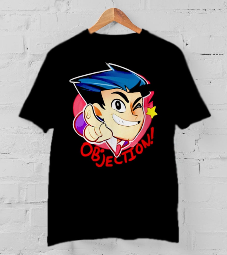 Phoenix Wright Ace Attorney Objection Winking Pose T-Shirt