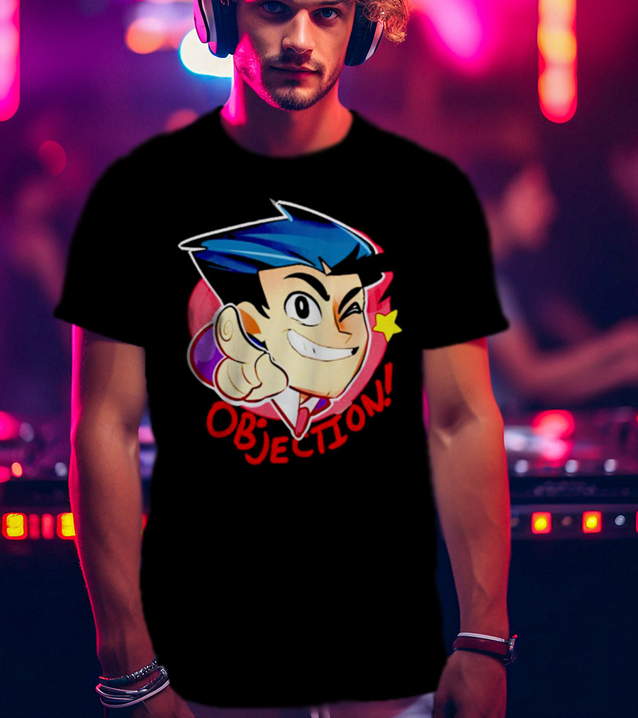 Phoenix Wright Ace Attorney Objection Winking Pose T-Shirt