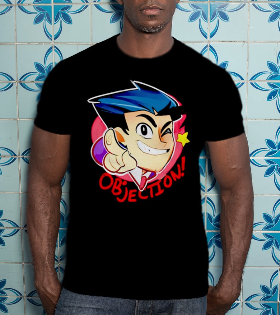Phoenix Wright Ace Attorney Objection Winking Pose T-Shirt