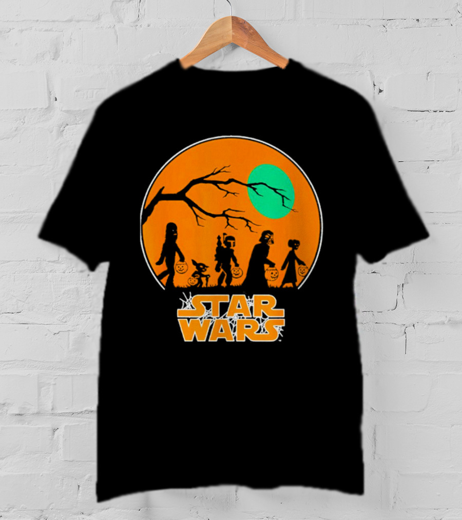 Star Wars Halloween Trick-or-Treating Silhouette Moon T-Shirt