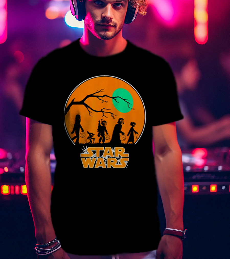 Star Wars Halloween Trick-or-Treating Silhouette Moon T-Shirt
