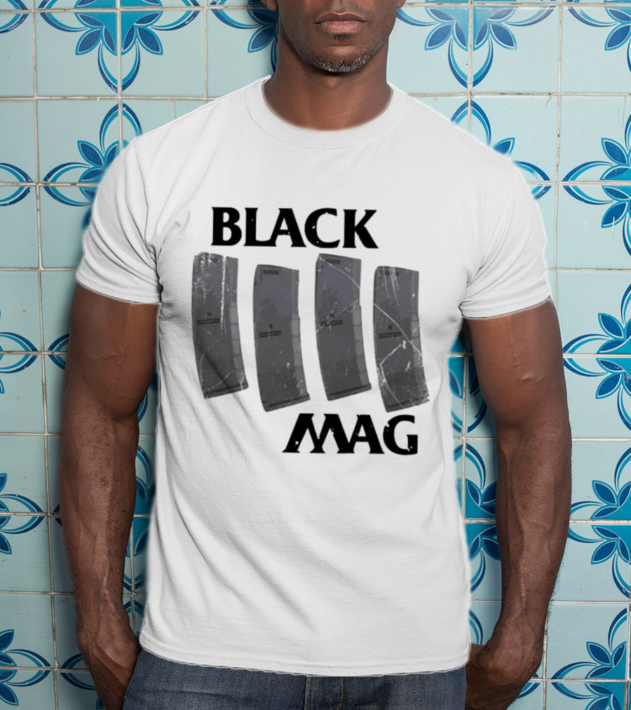 BLACK MAG Scratched And Weathered Magazines T-Shirt