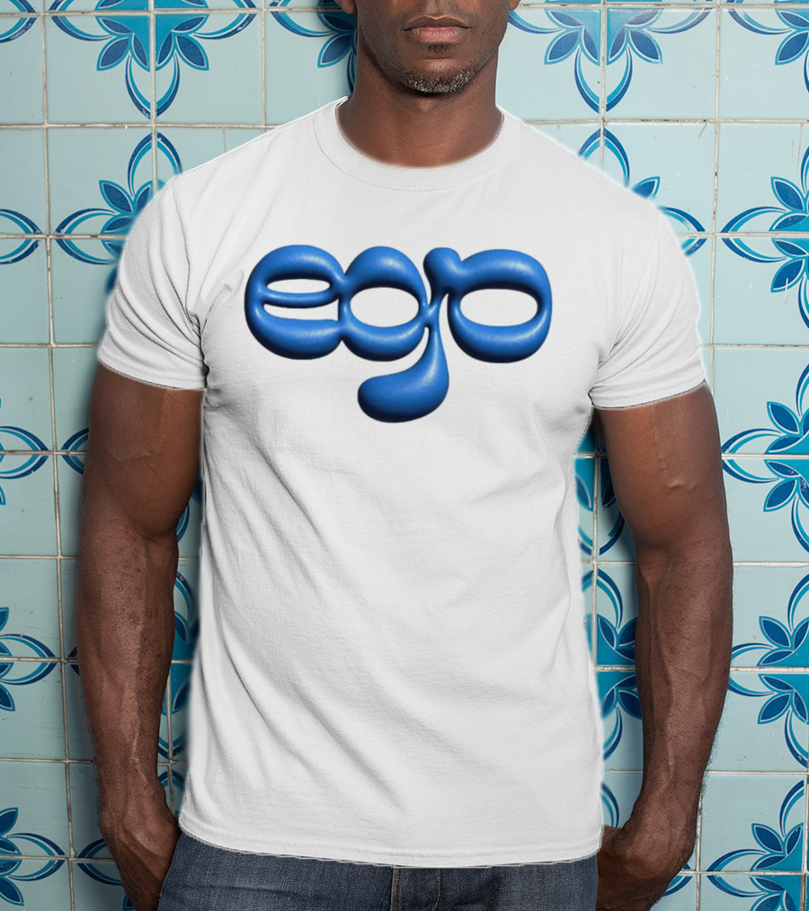 Ego Logo Blue Text T-Shirt