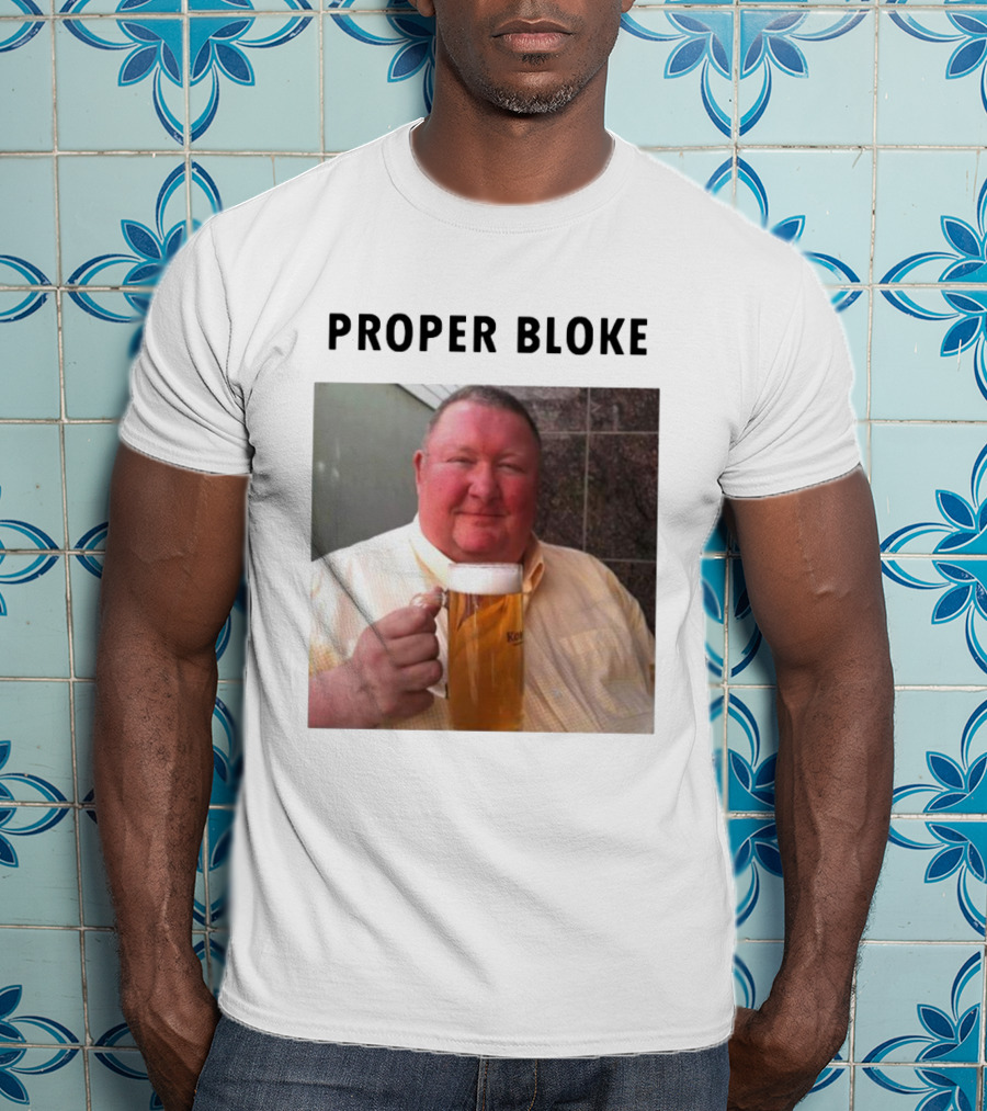 Proper Bloke Holding Beer With Contented Expression T-Shirt