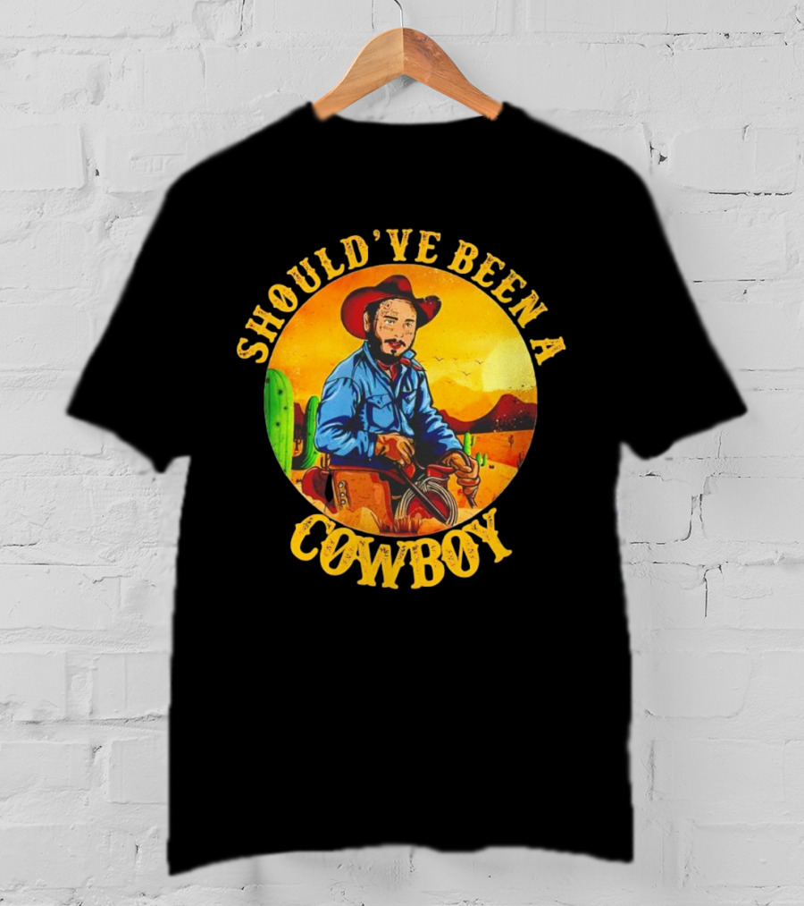 Should’ve Been A Cowboy Vintage Desert Scene With Cactus And Mountains T-Shirt