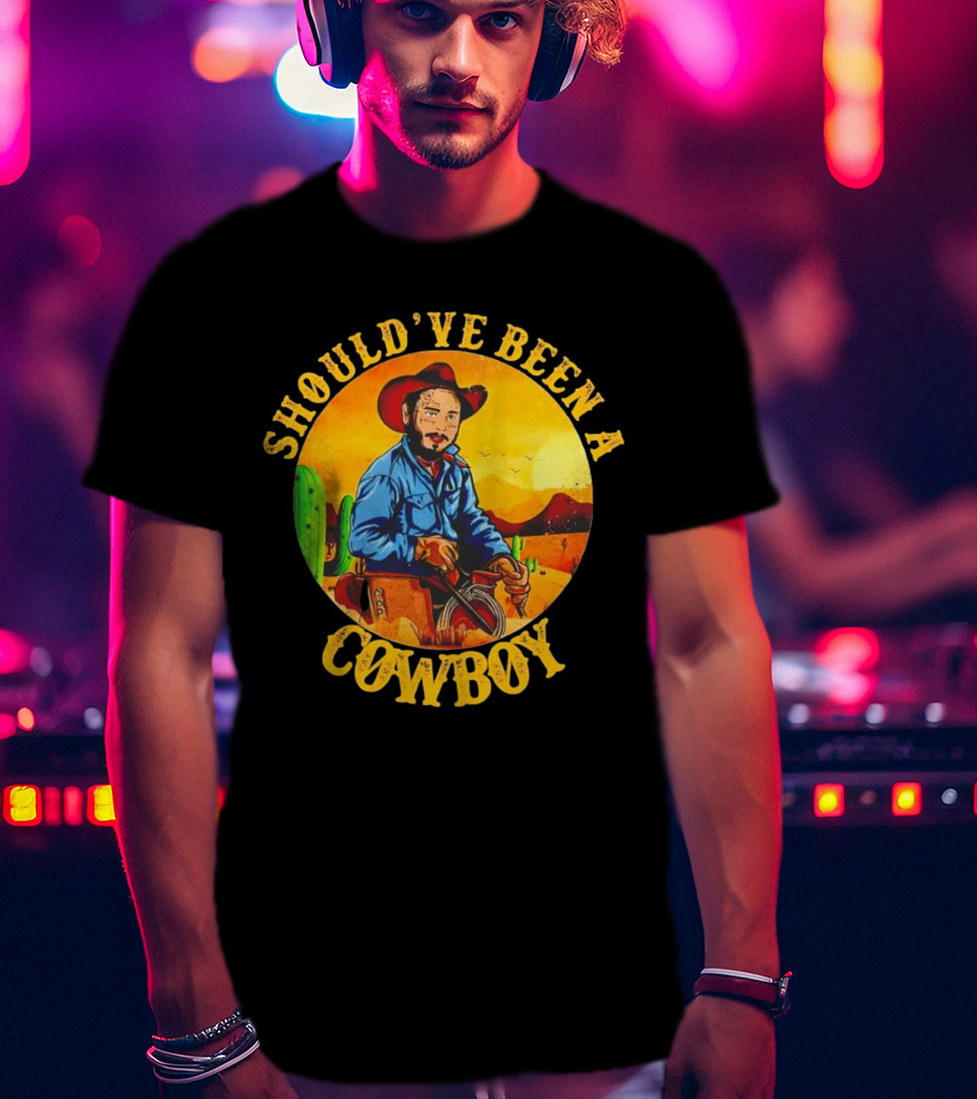 Should’ve Been A Cowboy Vintage Desert Scene With Cactus And Mountains T-Shirt