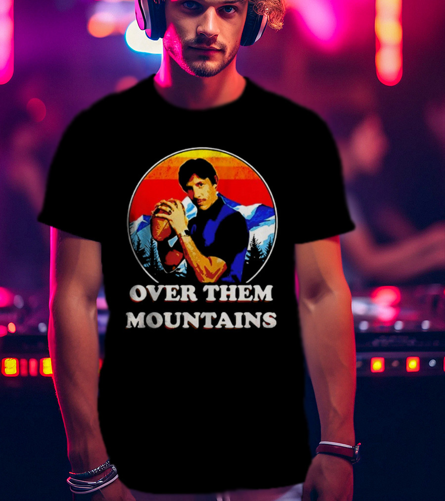 Uncle Rico Over Them Mountains Vintage Retro Football Scene T-Shirt