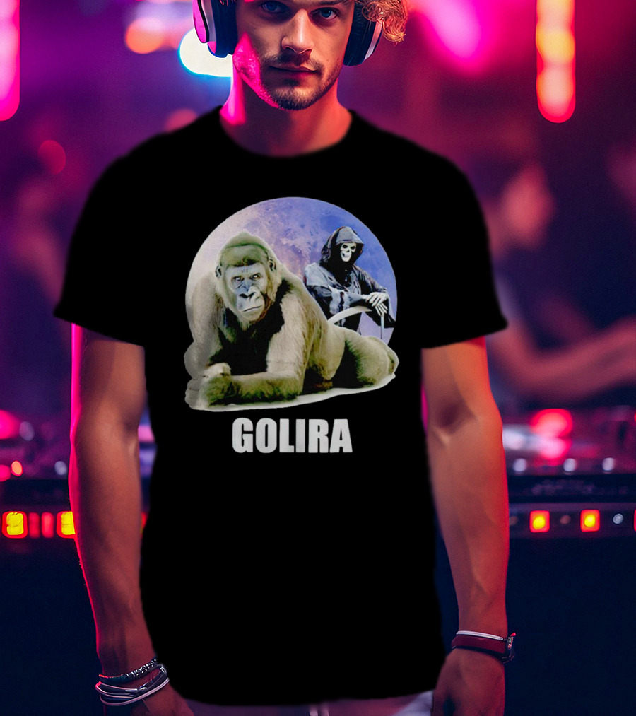 Gorilla With Grim Reaper In Cosmic Golira Scene T-Shirt