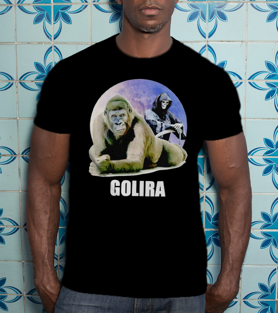 Gorilla With Grim Reaper In Cosmic Golira Scene T-Shirt