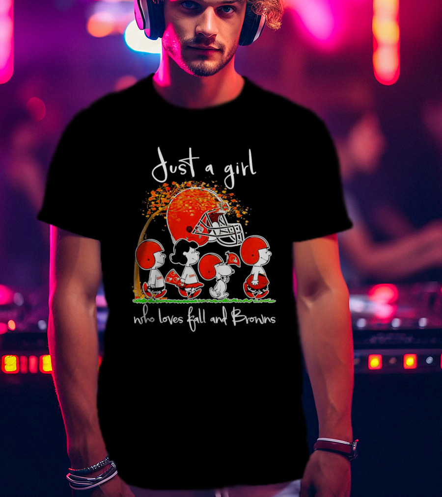 Just A Girl Who Loves Fall And Browns Peanuts Snoopy T-Shirt