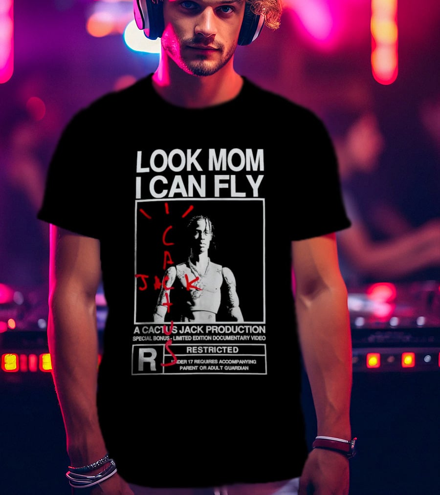 Look Mom I Can Fly Cactus Jack Production Special Bonus Documentary Video Restricted T-Shirt
