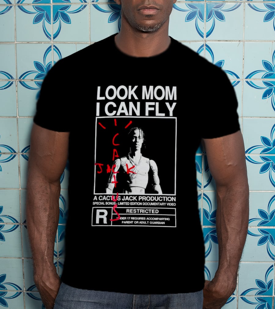 Look Mom I Can Fly Cactus Jack Production Special Bonus Documentary Video Restricted T-Shirt