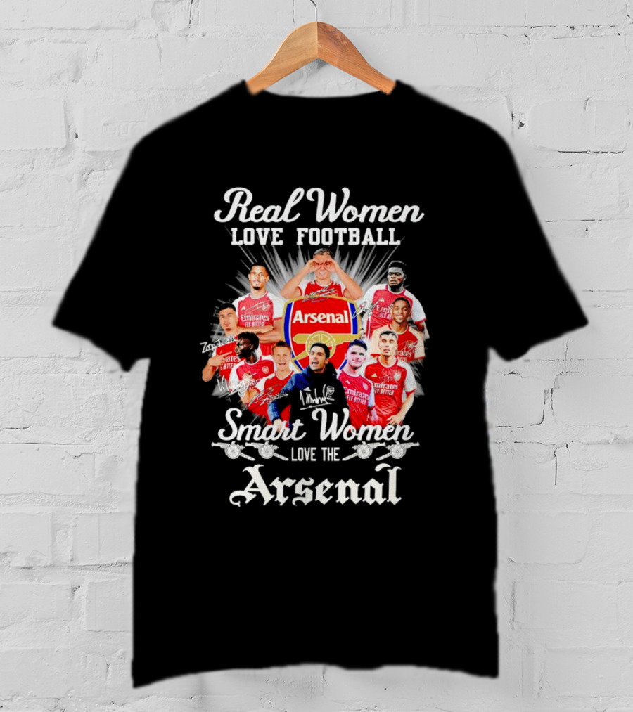 Real Women Love Football Smart Women Love The Arsenal FC Signatures Players Jersey Fan T-Shirt