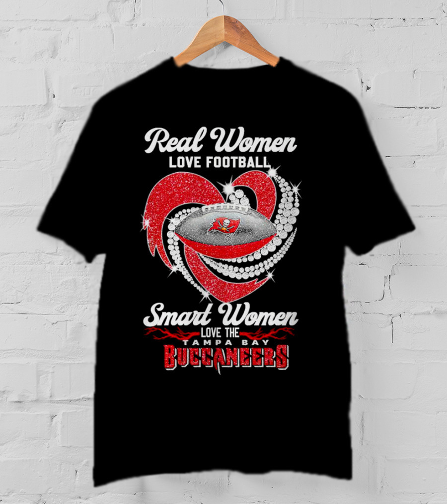 Real Women Love Football Smart Women Love The Tampa Bay Buccaneers Football Heart T-Shirt