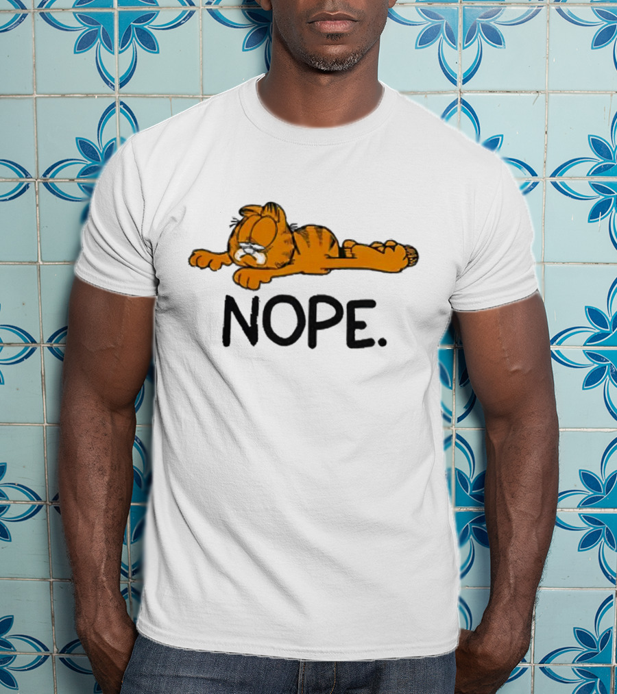 Garfield Sad Nope Classic Comic Lazy Mood T-Shirt