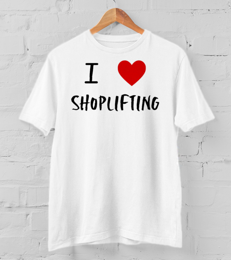 I Love Shoplifting Heart T-Shirt