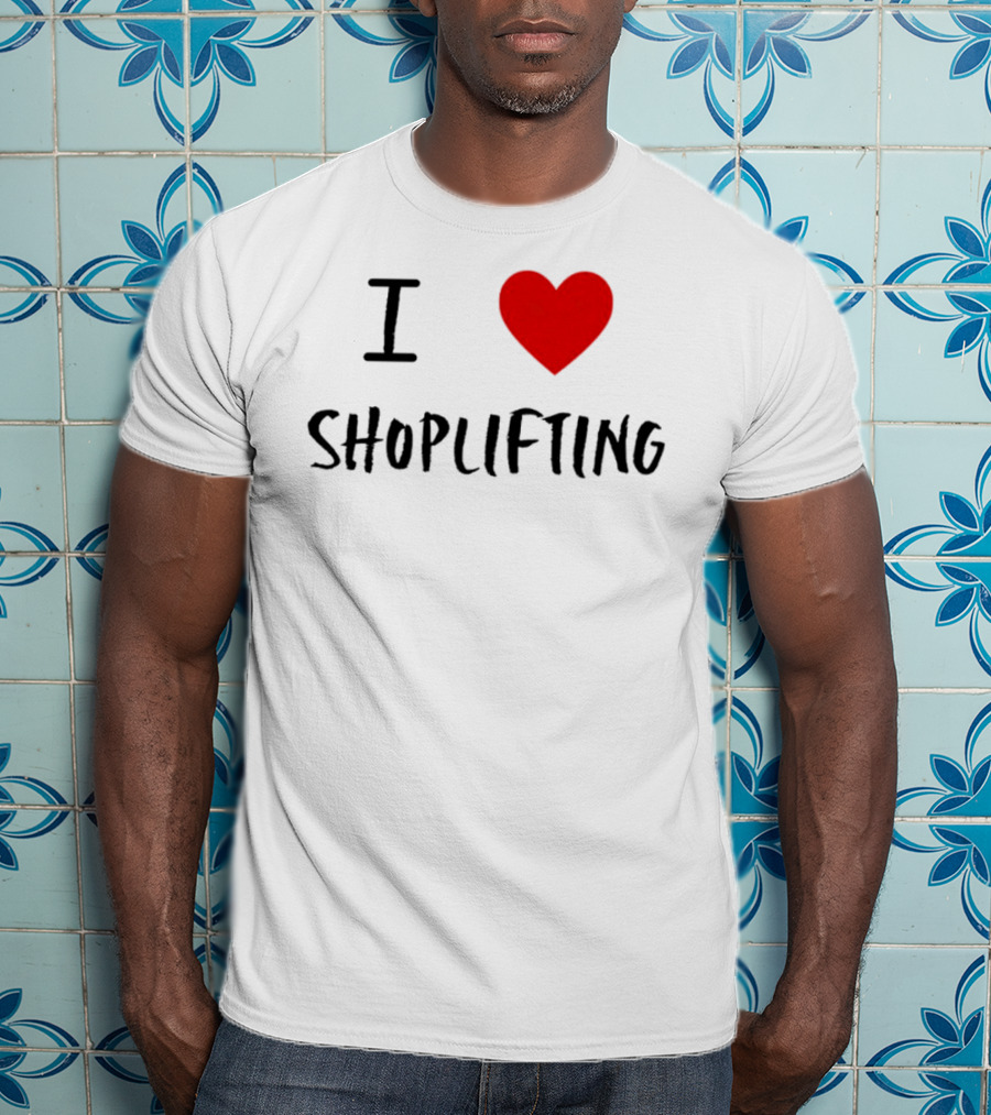 I Love Shoplifting Heart T-Shirt