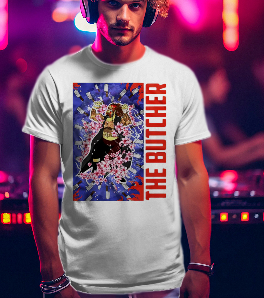 THE BUTCHER Cherry Blossom Blades Power Stance T-Shirt