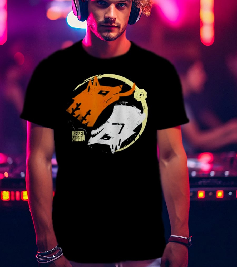 Rebel Moon Wolf Head Yin Yang T-Shirt