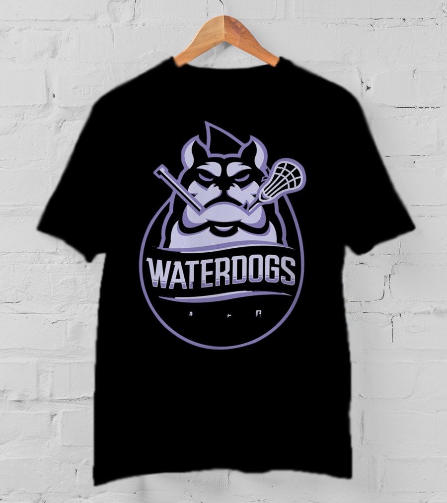 Waterdogs Lacrosse Club Logo Bulldog Lacrosse Sticks Emblem T-Shirt