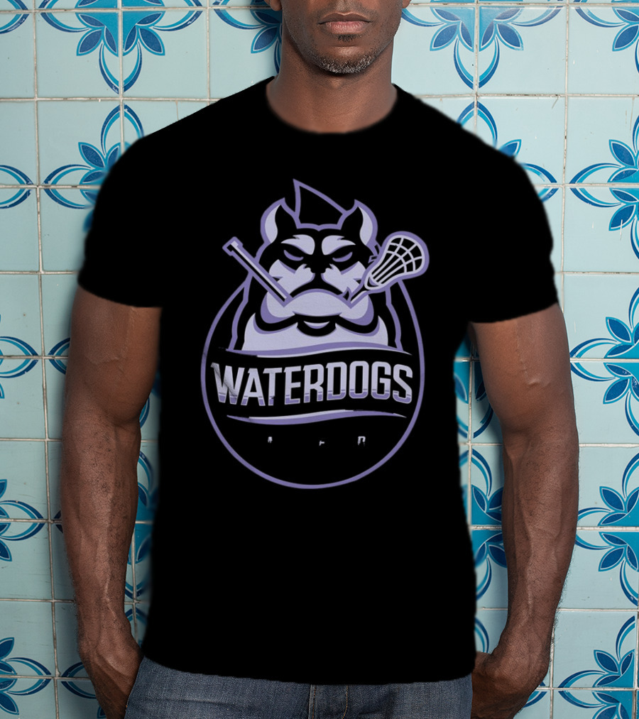 Waterdogs Lacrosse Club Logo Bulldog Lacrosse Sticks Emblem T-Shirt