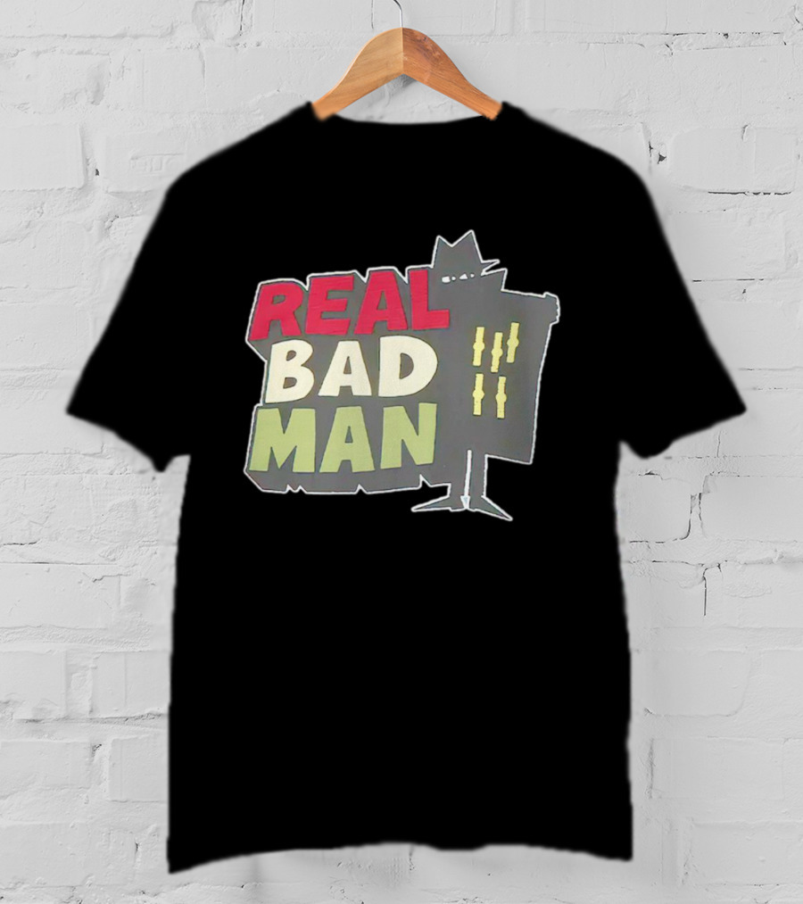 Real Bad Man With Iconic Silhouette And Stripes T-Shirt