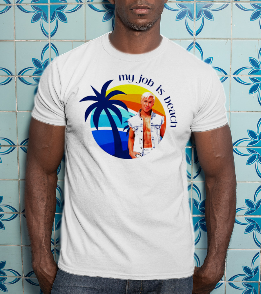 Barbie My Job Is Beach Ken Sunset Palm Tree T-Shirt