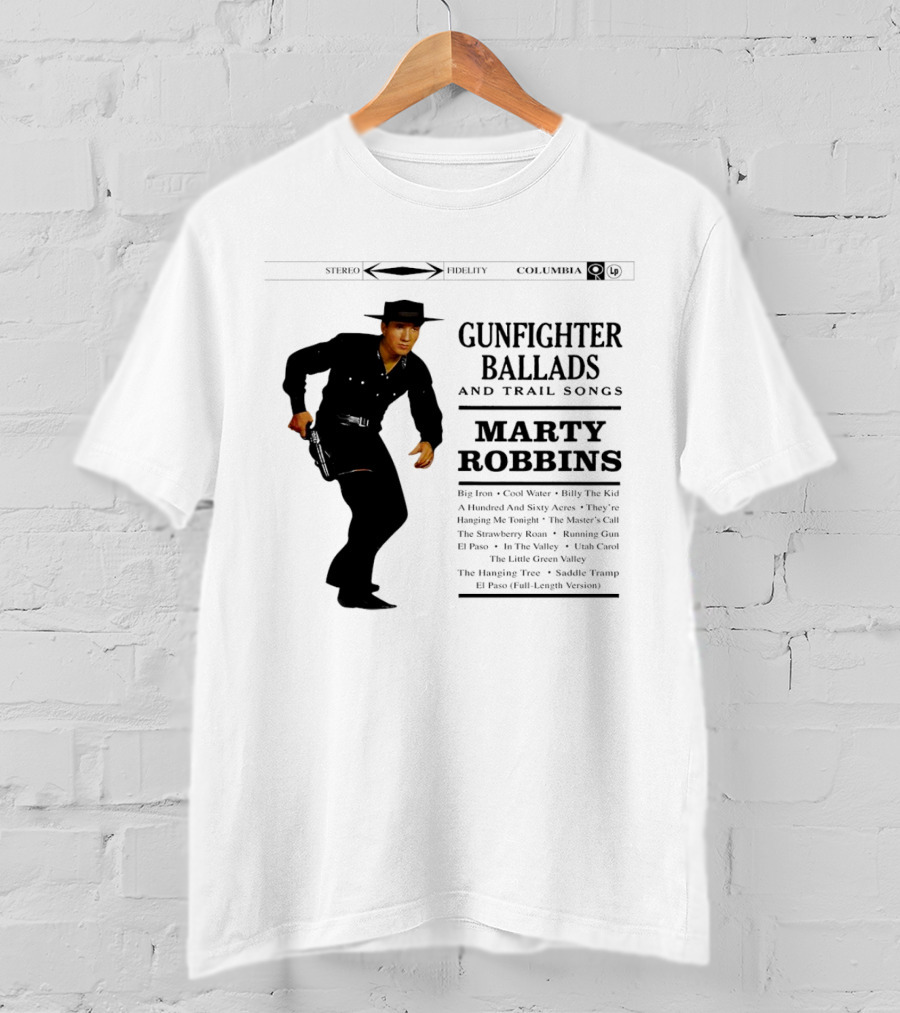 Marty Robbins Gunfighter Ballads And Trail Songs Album Cover Art Columbia T-Shirt