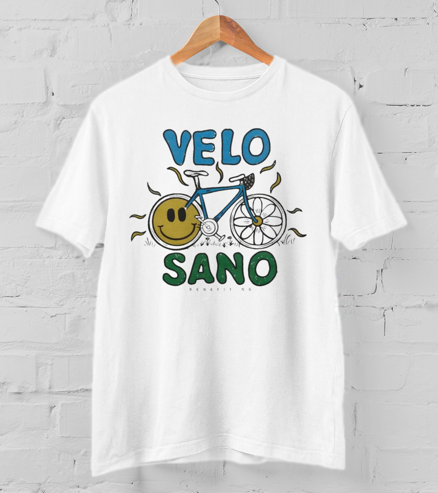 VELO SANO Yellow Smile Bike Sun Motif T-Shirt