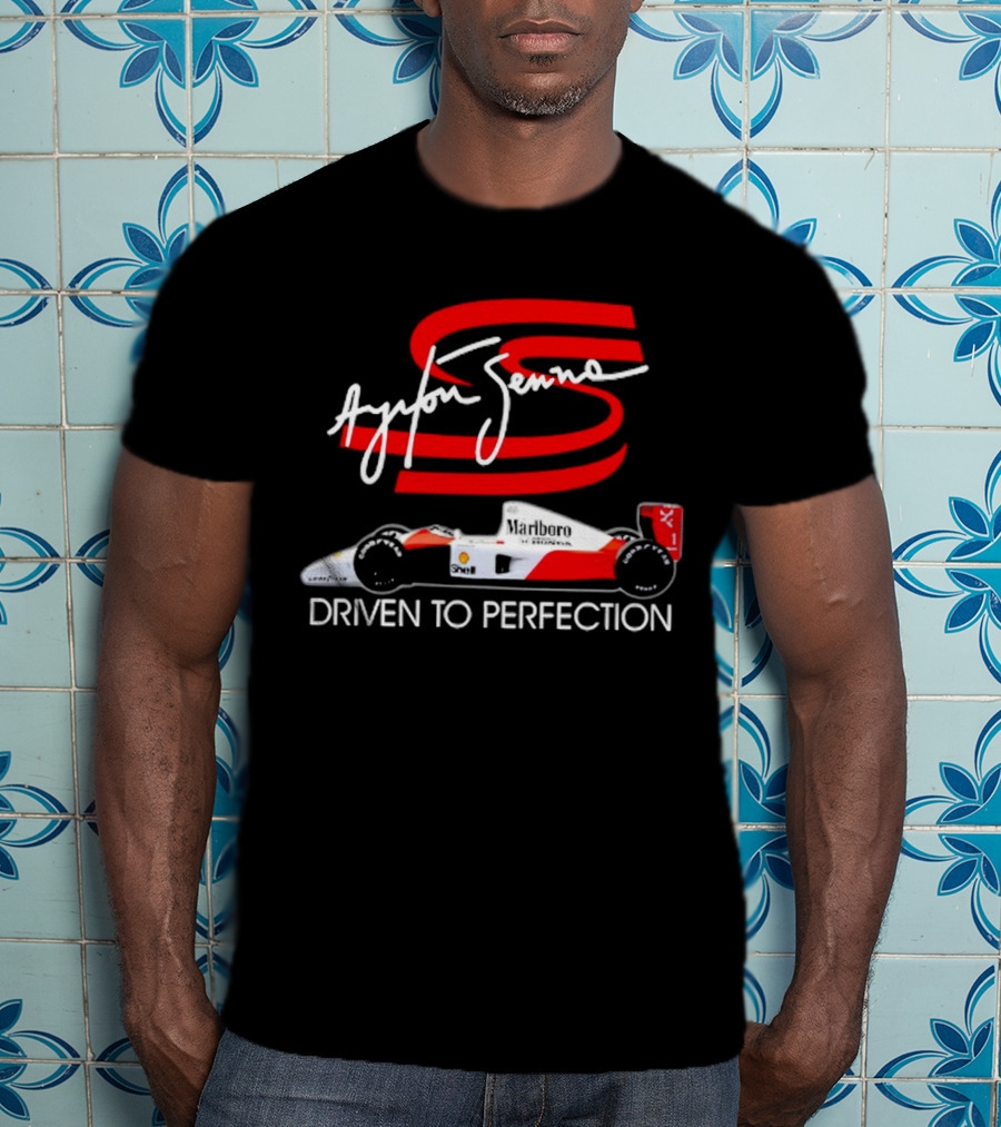 Ayrton Senna Driven To Perfection Marlboro Racing Car T-Shirt