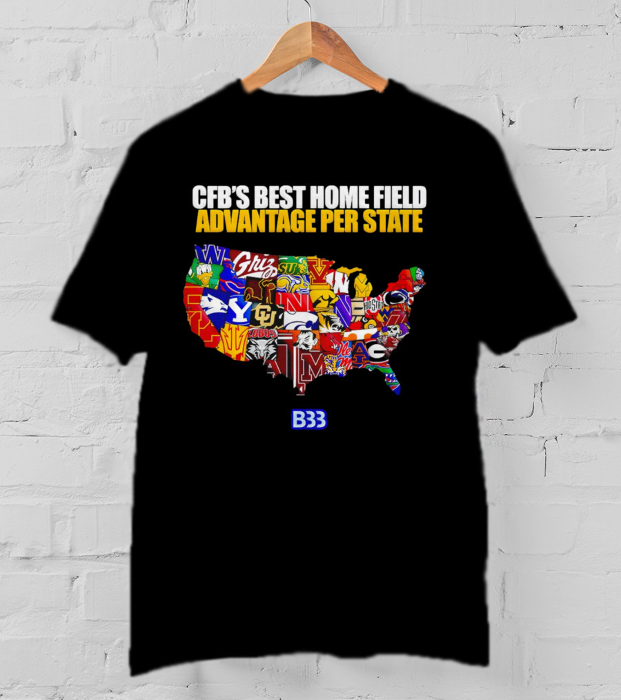 CFB's Best Home Field Advantage NCAA Logos Map B33 T-Shirt