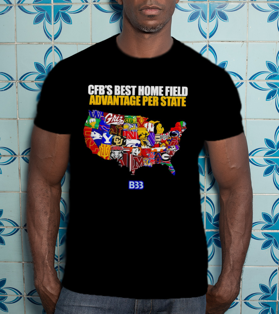 CFB's Best Home Field Advantage NCAA Logos Map B33 T-Shirt