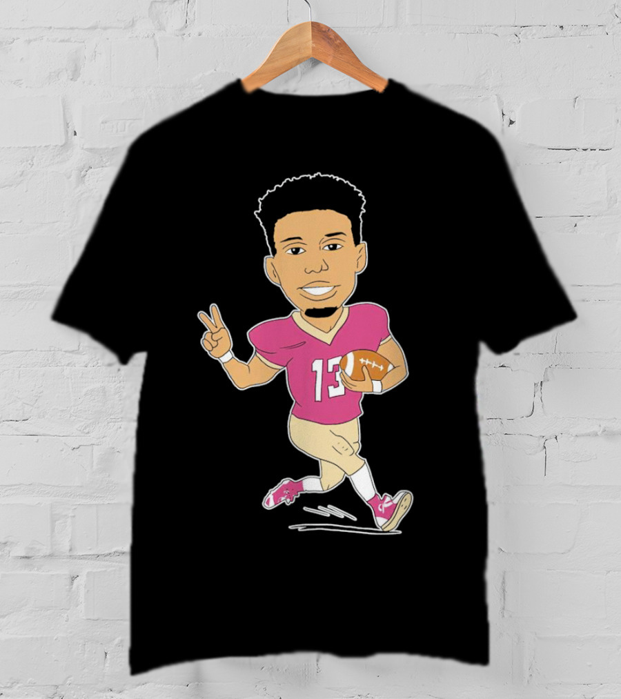 Jordan Travis Cartoon Character Football Peace Sign T-Shirt