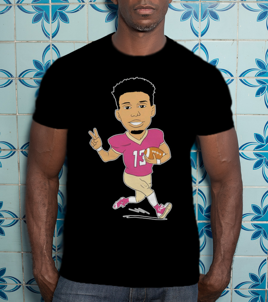 Jordan Travis Cartoon Character Football Peace Sign T-Shirt